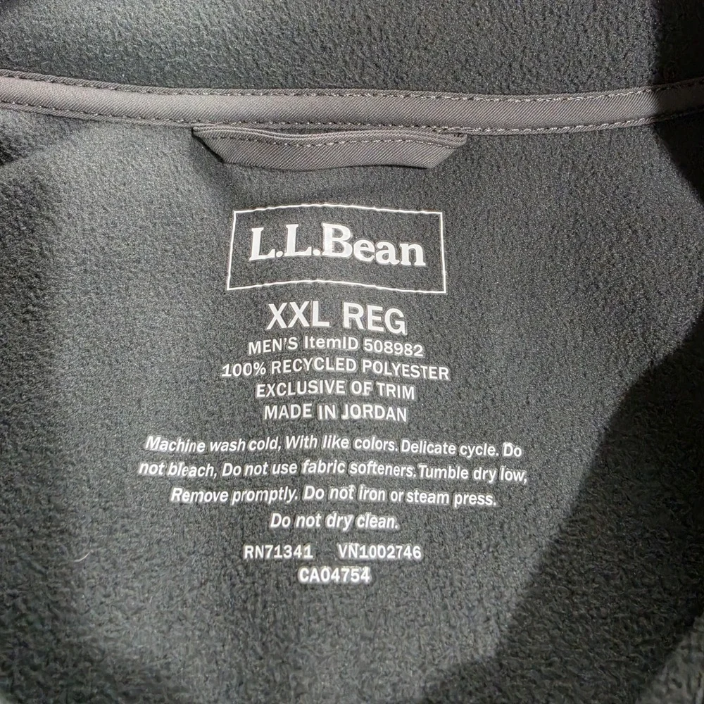 L.L.‎ Bean Fleece Jacket Mens XXL Gray Grid Tech Full Zip Sweater 508982 Hiking